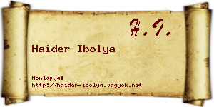 Haider Ibolya névjegykártya